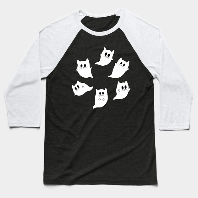 Ghost Cats Baseball T-Shirt by ECMazur